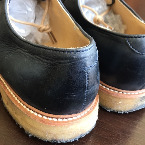 FRYE MENS 12D BLUE LEATHER PLAIN TOE OXFORDS - Picture 3 of 10